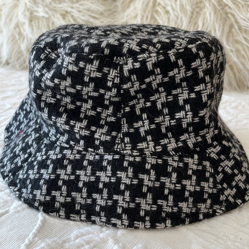 Black and White Wool Blend Winter Hat